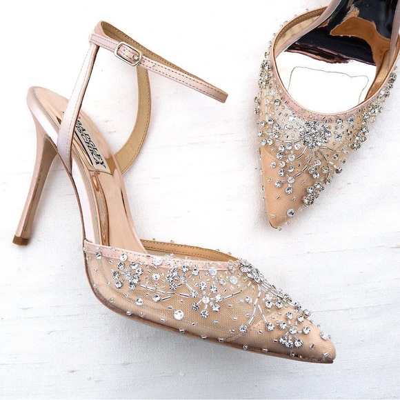 Badgley Mischka Roe, Shell Pink, Beaded Wedding, Party Heels NWT - Picture 3 of 3